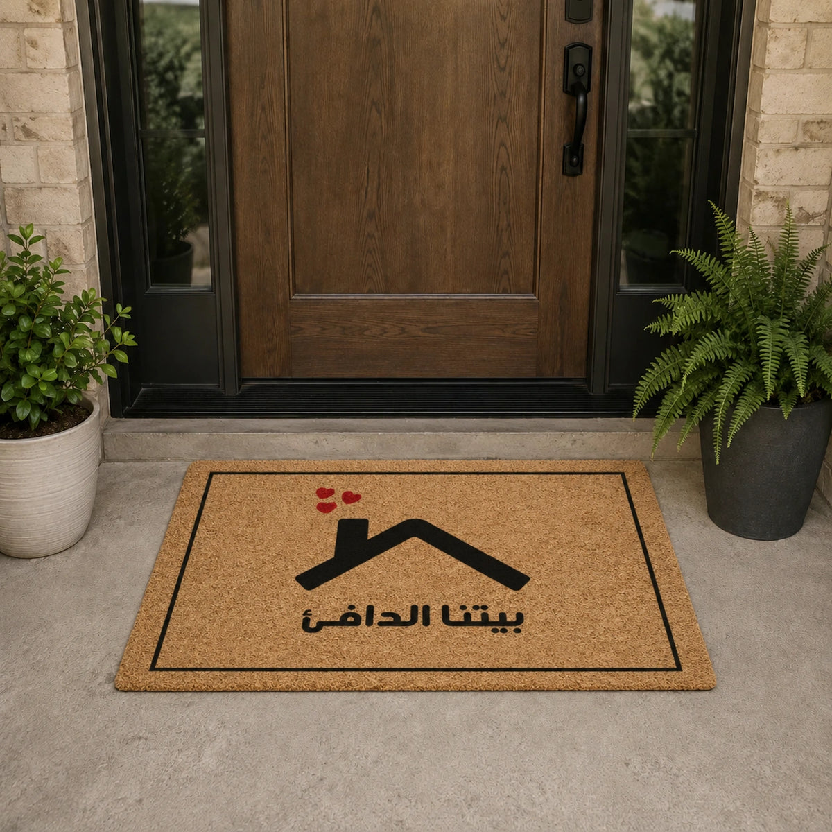Custom Welcome Message For New House - Personalized Non-Slip Faux Coir Square Doormat