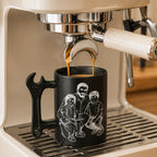 Custom Photo Line Art And Message For Dad- Personalized Wrench-Shaped Mug