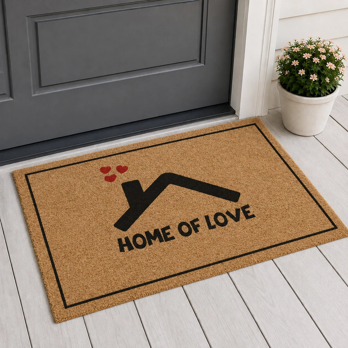 Custom Welcome Message For New House - Personalized Non-Slip Faux Coir Square Doormat