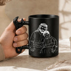 Custom Photo Line Art And Text For Dad– Personalized Wrench-Shaped Mug