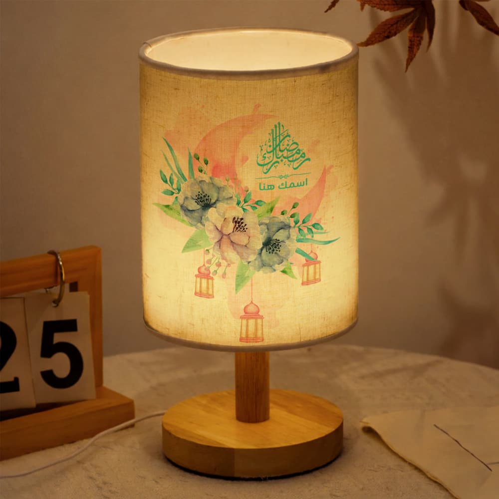 فانوس رمضاني شخصي ومصباح مزين بفن الزهور - مصباح قماشي شخصي