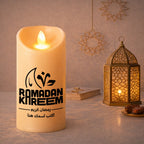 شمعة رمضان LED مخصصة - تصميم برسالة شخصية وبركات رمضان