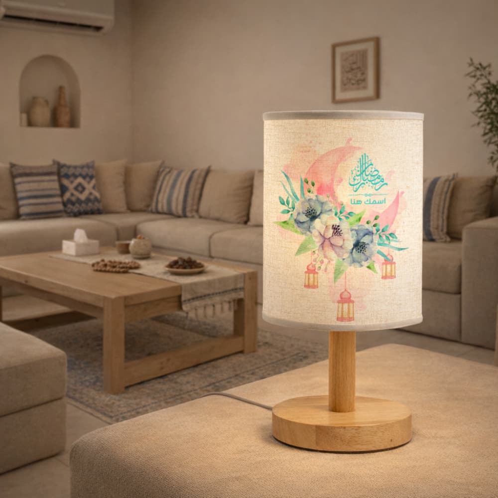 فانوس رمضاني شخصي ومصباح مزين بفن الزهور - مصباح قماشي شخصي