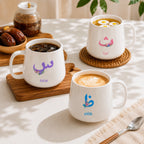 Custom Floral Arabic Letter Blocks And Name – Personalized Tapered Mug