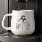 Custom Photo Line Art And Text For Dad–Personalized Tapered Mug