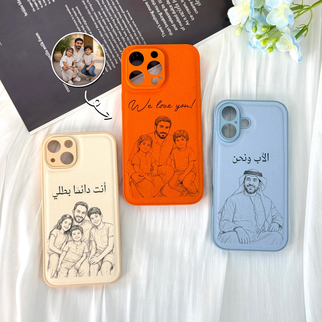Custom Heartfelt Line Art Photo & Message For Dad – Personalized Phone Case