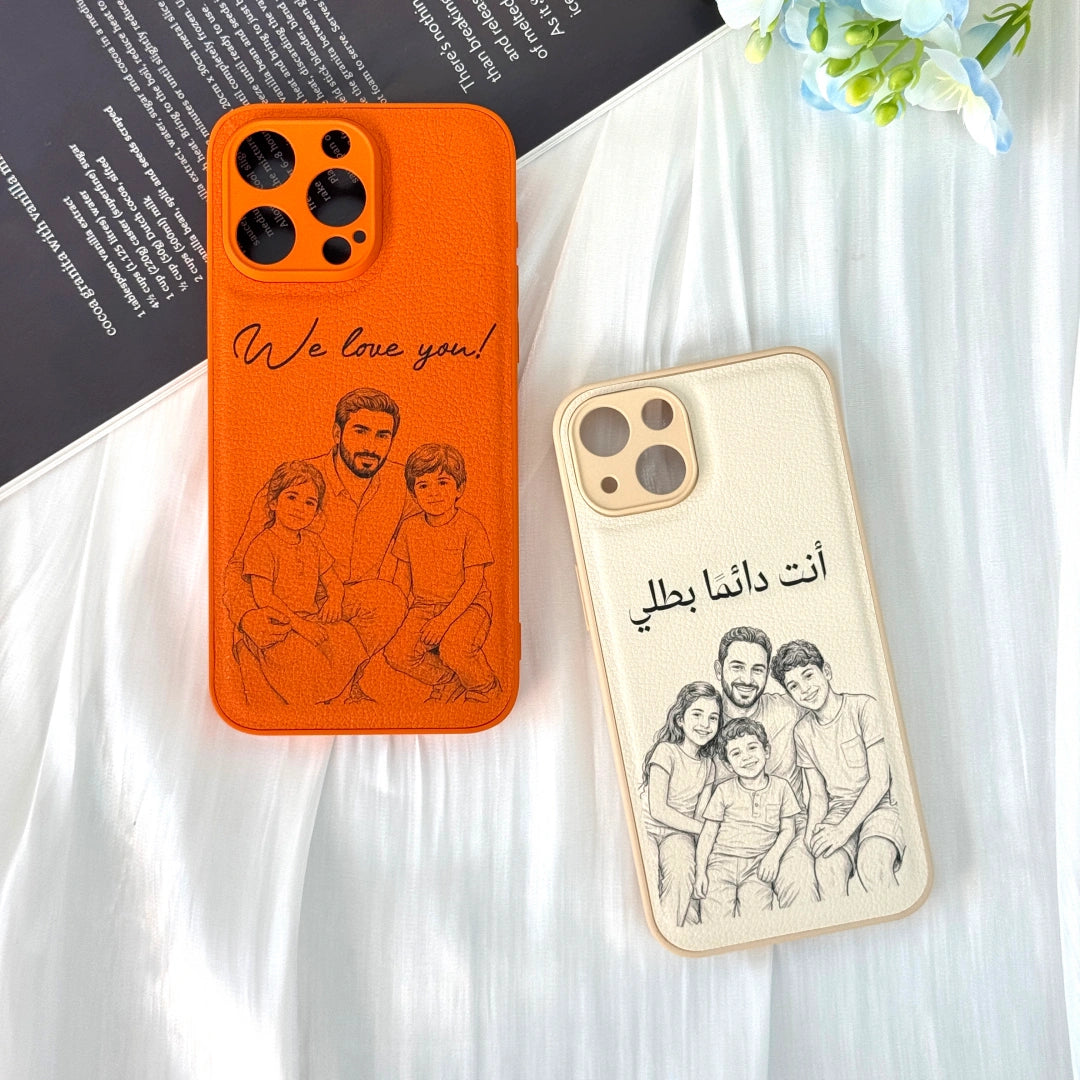 Custom Heartfelt Line Art Photo & Message For Dad – Personalized Phone Case