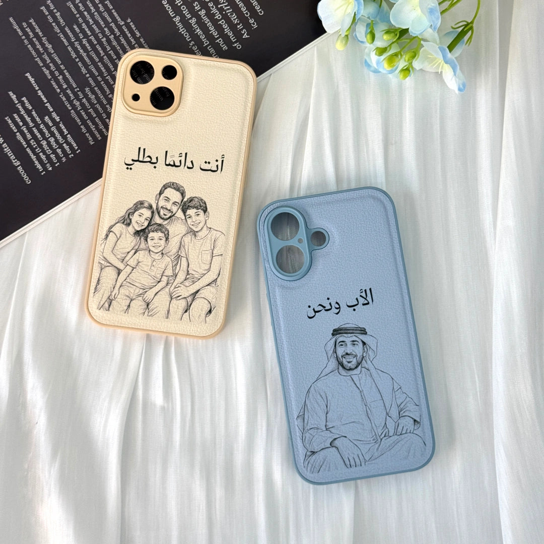 Custom Heartfelt Line Art Photo & Message For Dad – Personalized Phone Case