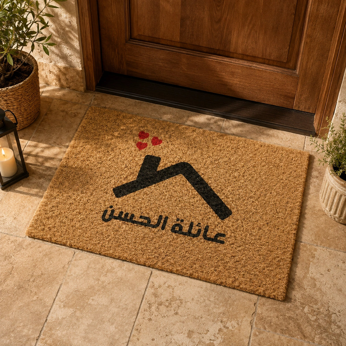 Custom Welcome Message For New House - Personalized Non-Slip Faux Coir Square Doormat