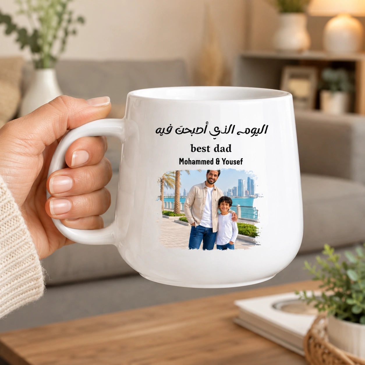 Custom Photo, Name And Calendar For Dad – Personalized Tapered Mug