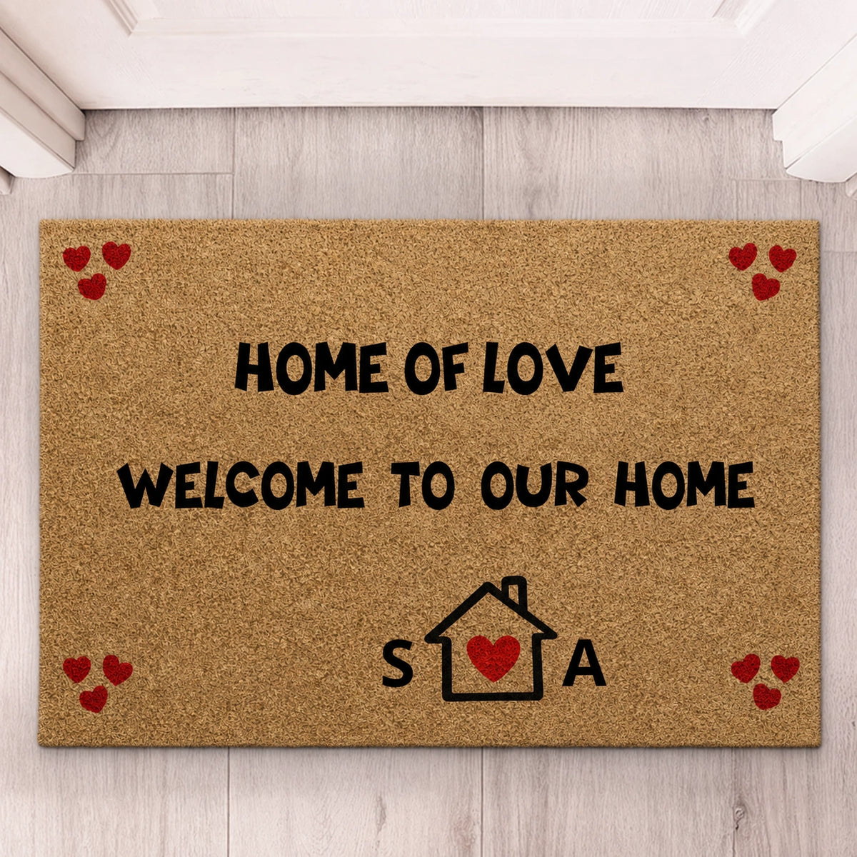 Custom Exclusive Text Doormat For New House - Personalized Non-Slip Faux Coir Square Doormat