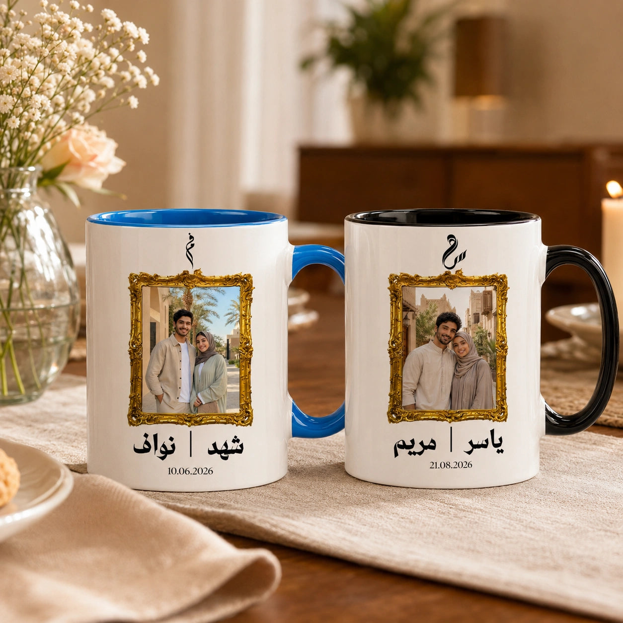 Custom Photo, Names And Calendar For Couple – Personalized Mug