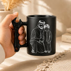 Custom Photo Line Art  For Dad– Personalized Wrench-Shaped Mug