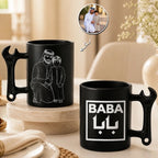 Custom Photo Line Art  For Dad– Personalized Wrench-Shaped Mug