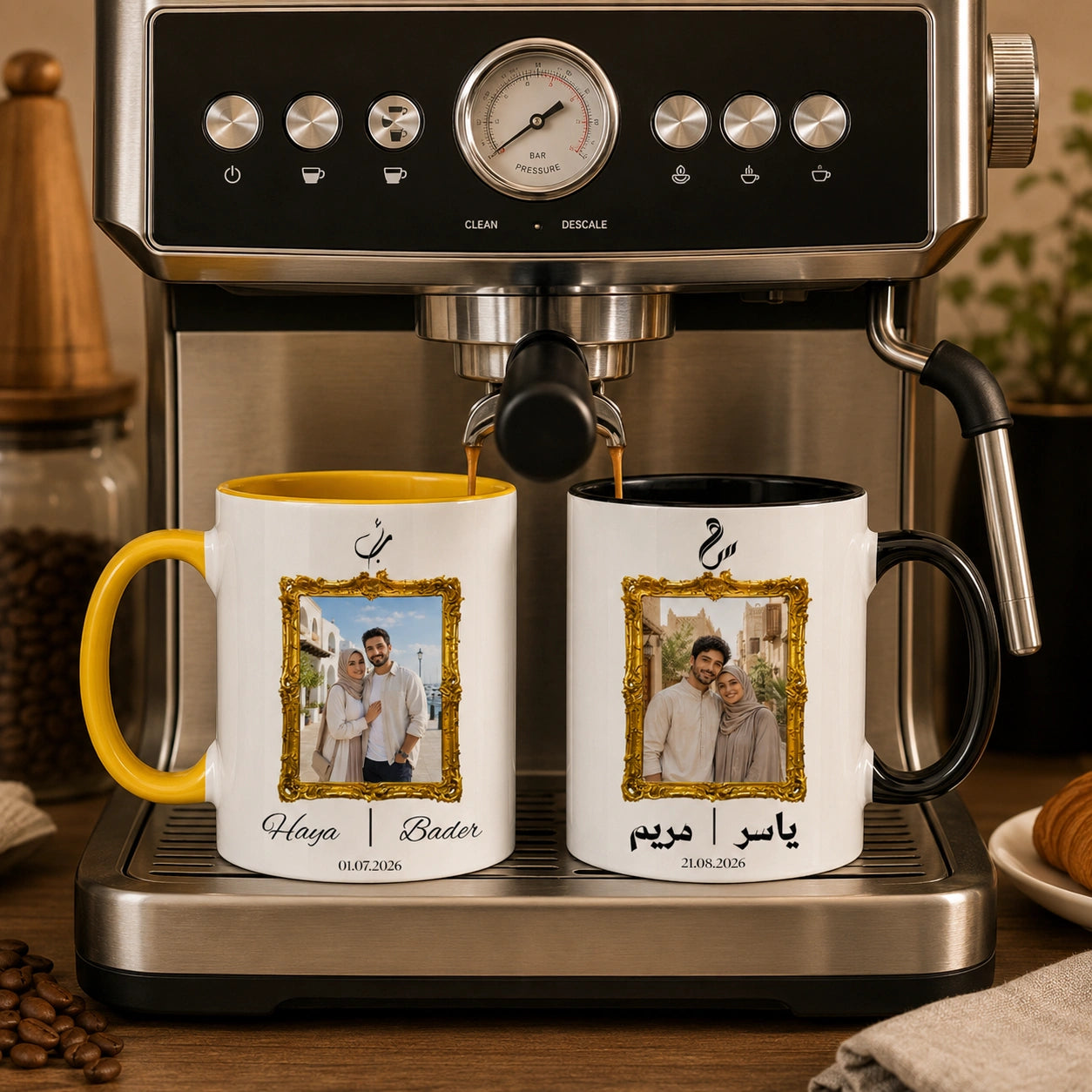 Custom Photo, Names And Calendar For Couple – Personalized Mug