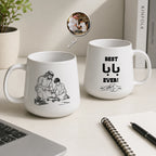 Custom Photo Line Art And Names & Best Dad Theme–Personalized Tapered Mug