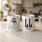 Custom Photo Line Art And Text For Dad–Personalized Mug