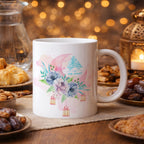 كوب رمضان كريم مزين برسومات زهور مائية (مع إمكانية إضافة اسم) - كوب شخصي