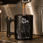 Custom Photo Line Art  For Dad– Personalized Wrench-Shaped Mug