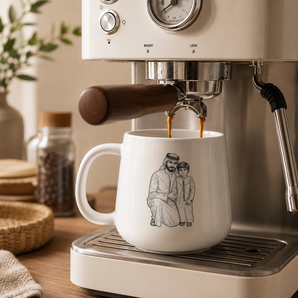Custom Photo Line Art For Dad–Personalized Tapered Mug