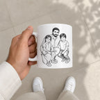 Custom Photo Line Art And Message For Dad–Personalized Mug