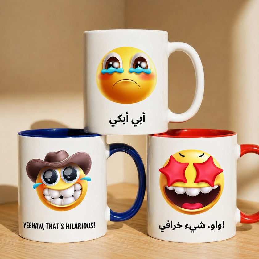 Custom  Funny Emoji Expression And Text – Personalized Mug