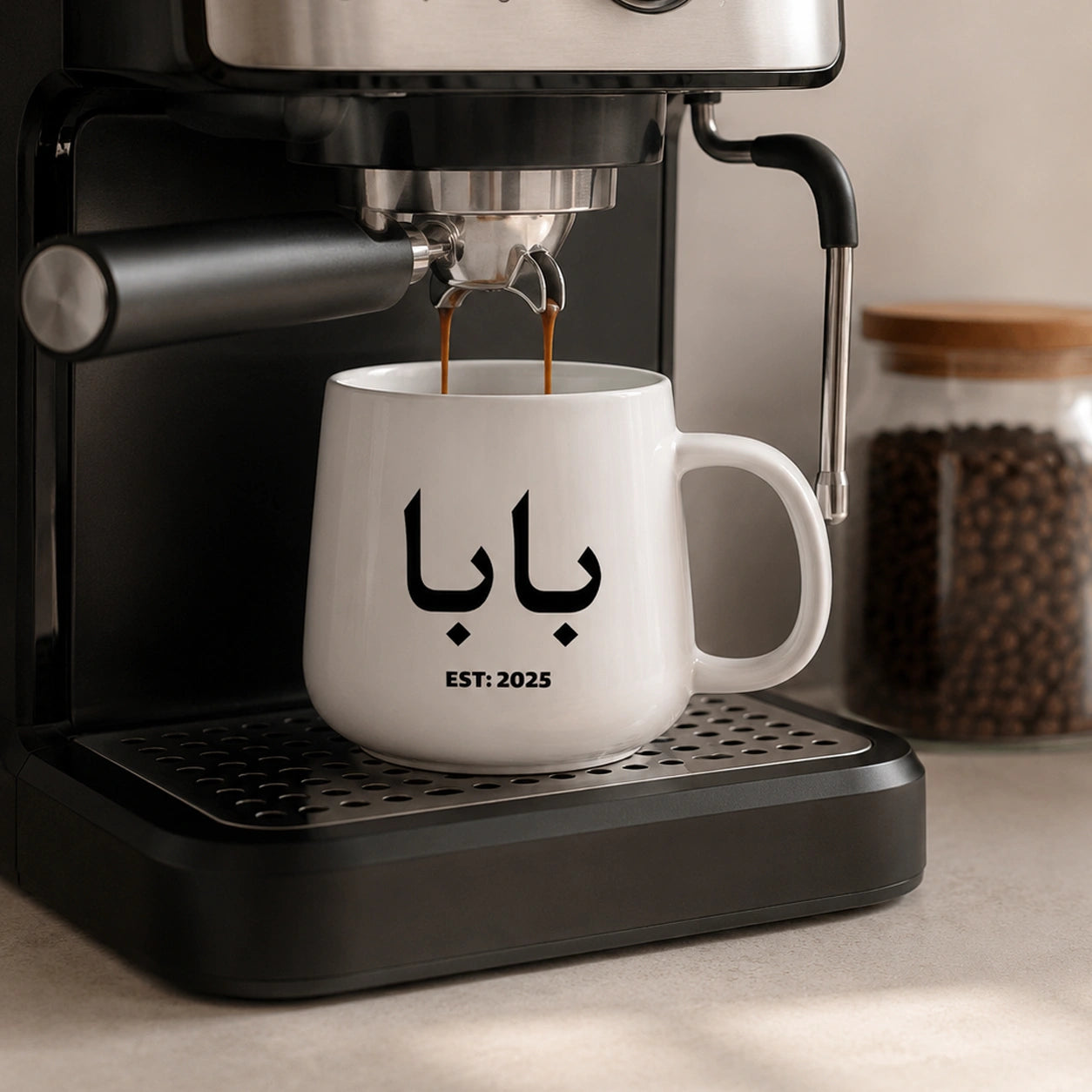 Custom Photo Line Art And Date For Dad–Personalized Tapered Mug