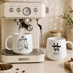 Custom Photo Line Art And Message For Dad–Personalized Tapered Mug