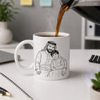 Custom Photo Line Art And Text For Dad–Personalized Mug