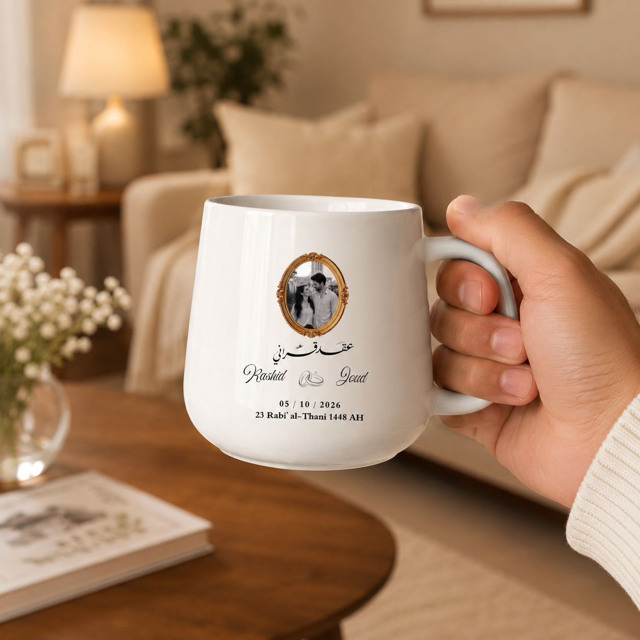 Custom Photo, Names And Date For Couple – Personalized Tapered Mug