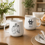 Custom Photo Line Art And Message For Dad–Personalized Tapered Mug