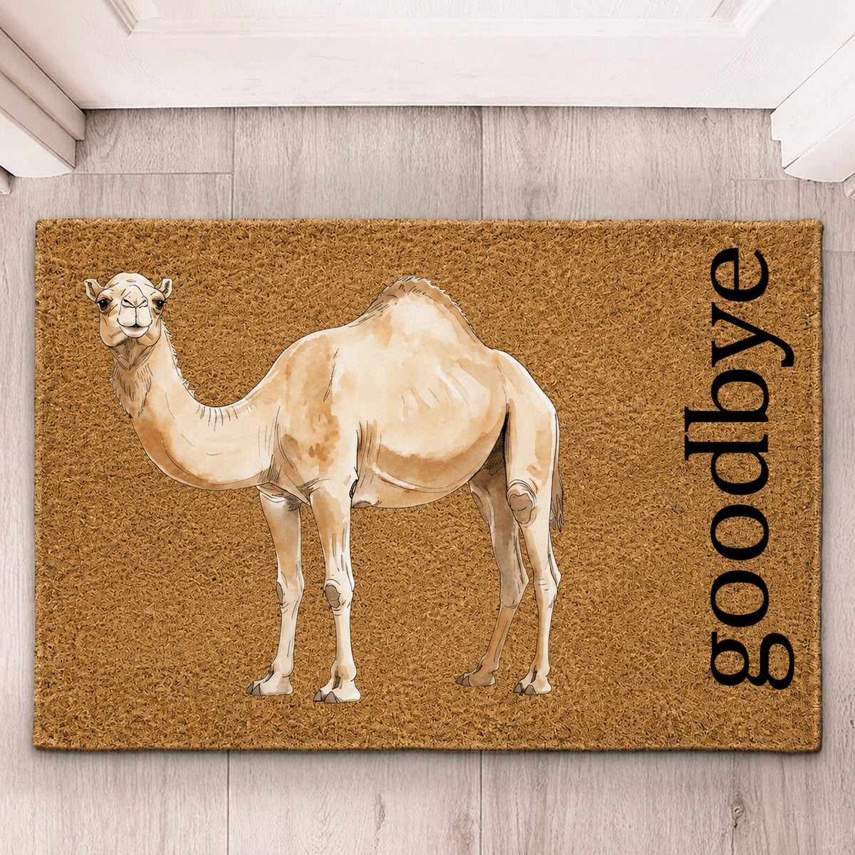 Custom Watercolor Pet Portrait & Text Doormat - Personalized Non-Slip Square Doormat