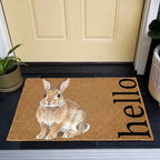 Custom Watercolor Pet Portrait & Text Doormat - Personalized Non-Slip Square Doormat
