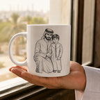 Custom Photo Line Art For Dad–Personalized Mug
