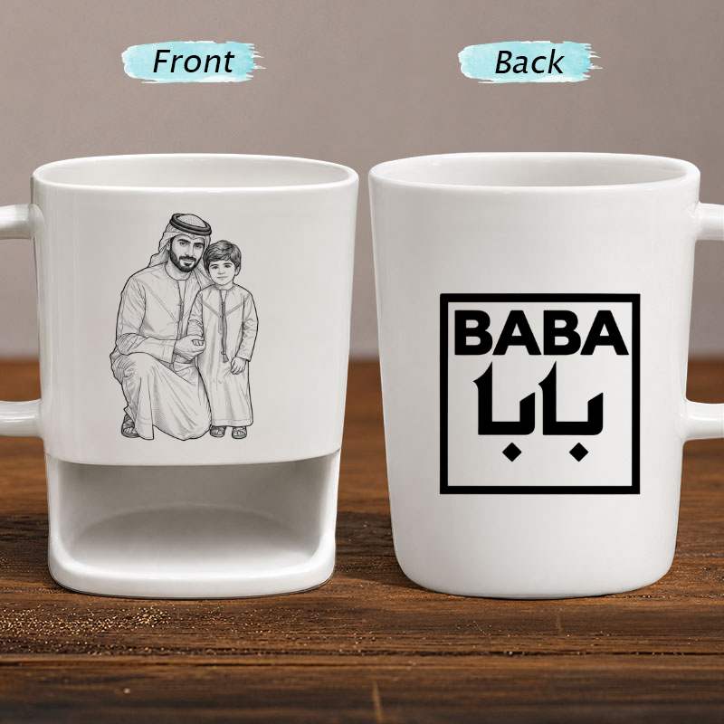 Custom Photo Line Art For Dad–Personalized Cookie Mug