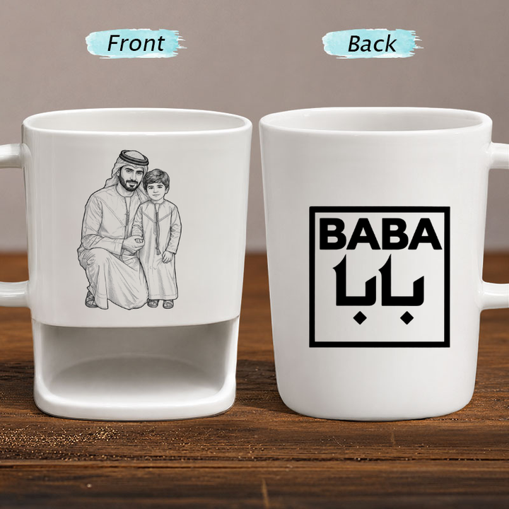 Custom Photo Line Art For Dad–Personalized Cookie Mug