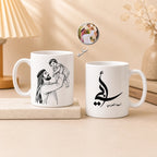 Custom Photo Line Art And Name For Dad–Personalized Mug