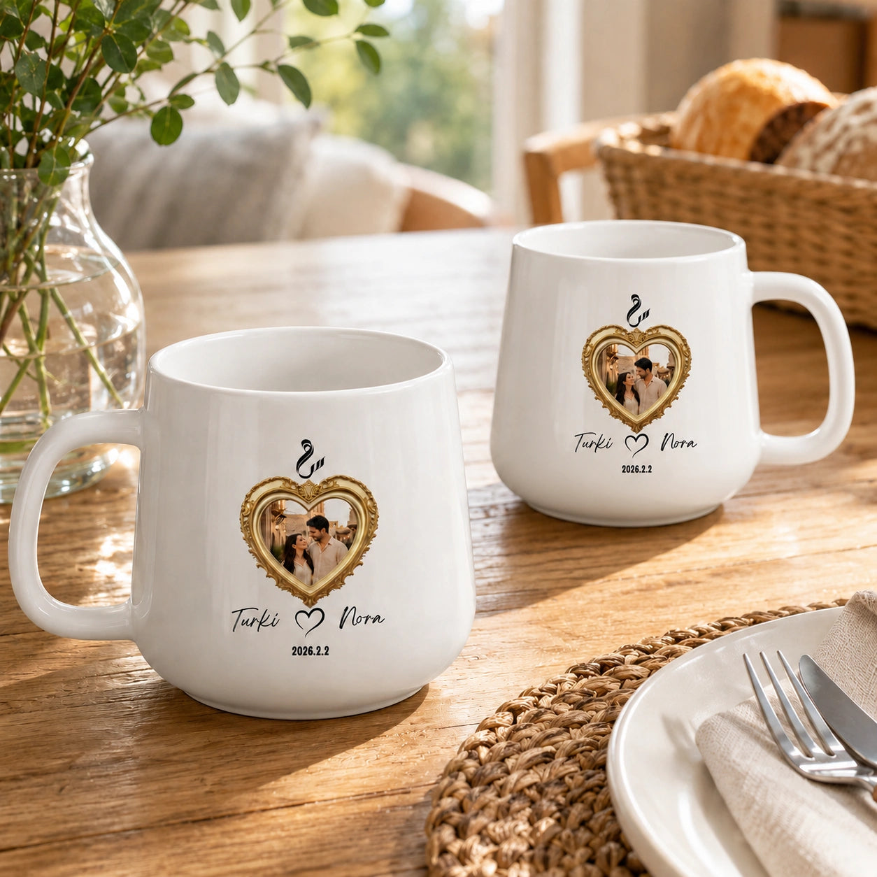 Custom Photo, Names And Date For Couple – Personalized Tapered Mug