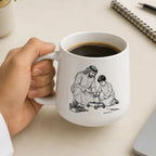 Custom Photo Line Art And Names & Best Dad Theme–Personalized Tapered Mug