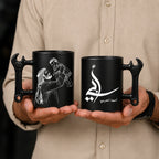 Custom Photo Line Art And Name For Dad- Personalized Wrench-Shaped Mug