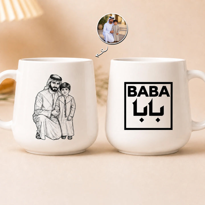 Custom Photo Line Art For Dad–Personalized Tapered Mug