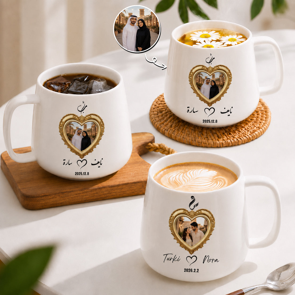 Custom Photo, Names And Date For Couple – Personalized Tapered Mug
