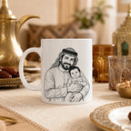 Custom Photo Line Art And Date For Dad–Personalized Mug