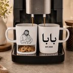 رسم خطي مخصص بالصور والأسماء وتصميم "أفضل أب" – كوب شخصي