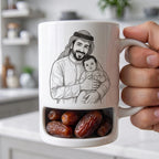 رسم خطي مخصص بالصور والأسماء وتصميم "أفضل أب" – كوب شخصي