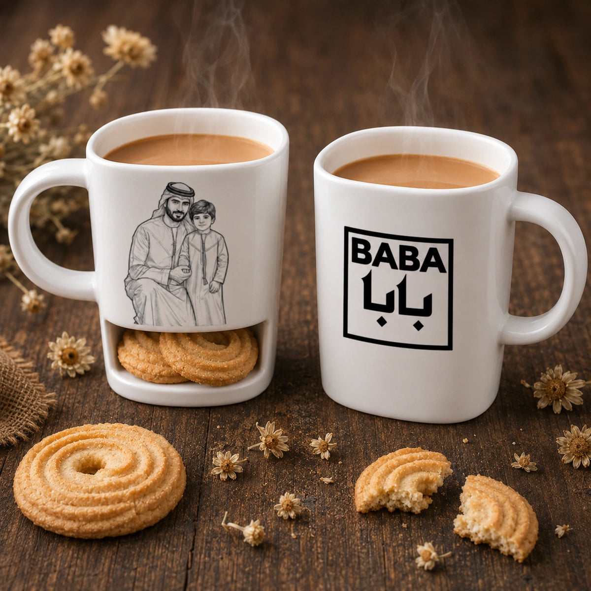رسم خطي مخصص بالصور والأسماء وتصميم "أفضل أب" – كوب شخصي