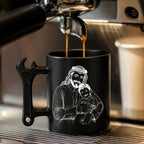 Custom Photo Line Art And Date For Dad– Personalized Wrench-Shaped Mug
