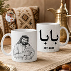 Custom Photo Line Art And Date For Dad–Personalized Mug