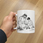 Custom Photo Line Art And Names & Best Dad Theme–Personalized Mug