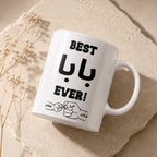 Custom Photo Line Art And Names & Best Dad Theme–Personalized Mug